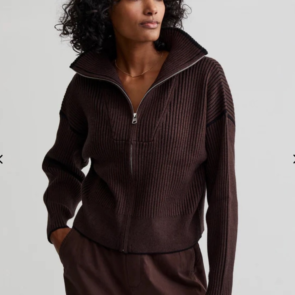 Varley Carmen Zip-Through Rib Knit. Size Small.